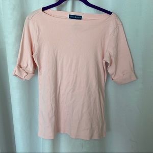 Karen Scott Baby Pink Boatneck Tee